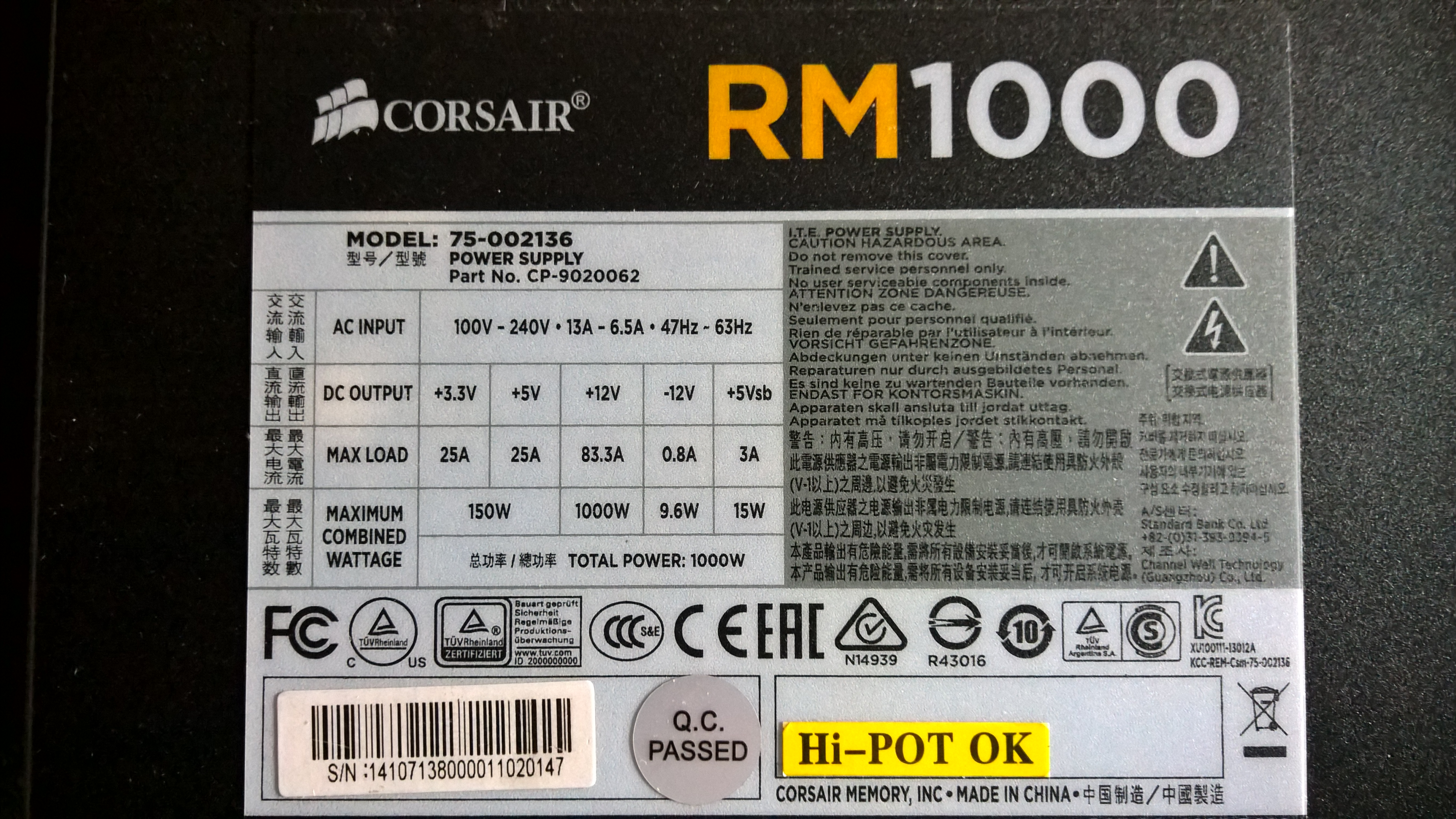 Corsair rm850x схема